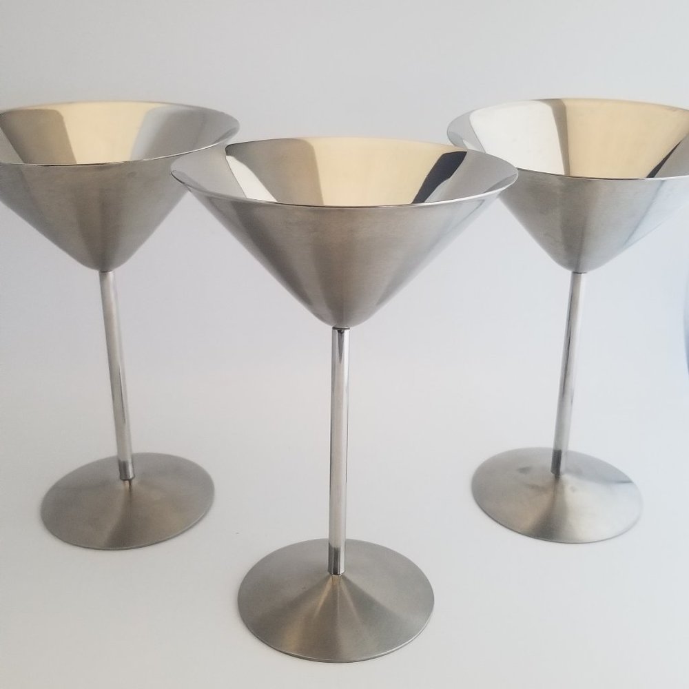 Stainless Steel Martini Glasses - Three